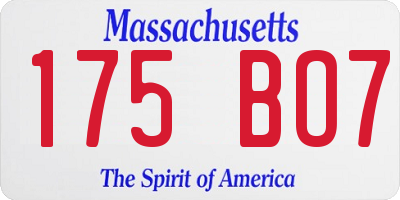 MA license plate 175BO7
