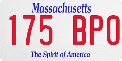 MA license plate 175BP0