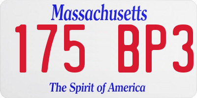 MA license plate 175BP3