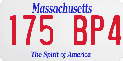 MA license plate 175BP4
