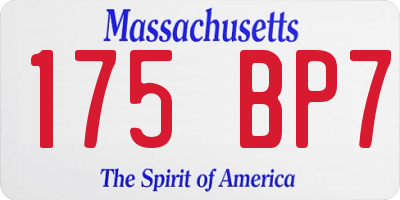 MA license plate 175BP7