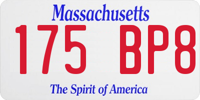 MA license plate 175BP8