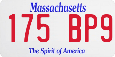 MA license plate 175BP9