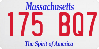 MA license plate 175BQ7