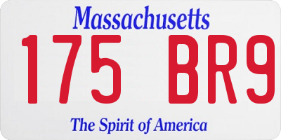 MA license plate 175BR9
