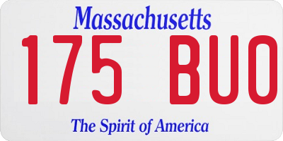 MA license plate 175BU0