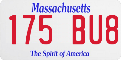 MA license plate 175BU8