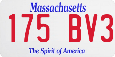 MA license plate 175BV3