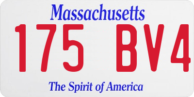 MA license plate 175BV4