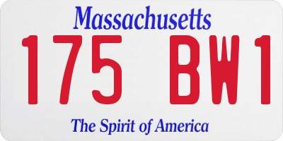 MA license plate 175BW1