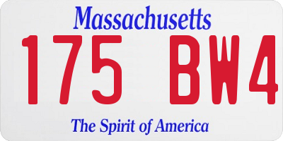 MA license plate 175BW4