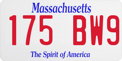 MA license plate 175BW9