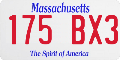 MA license plate 175BX3