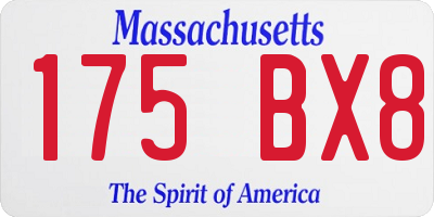 MA license plate 175BX8