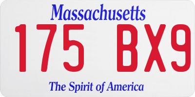 MA license plate 175BX9