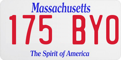 MA license plate 175BY0