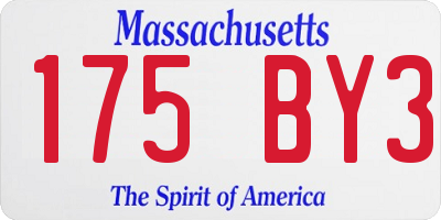 MA license plate 175BY3