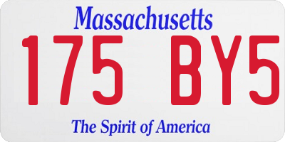 MA license plate 175BY5