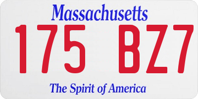 MA license plate 175BZ7