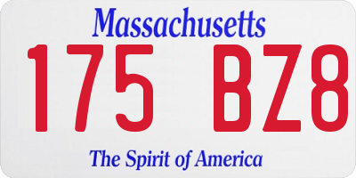 MA license plate 175BZ8