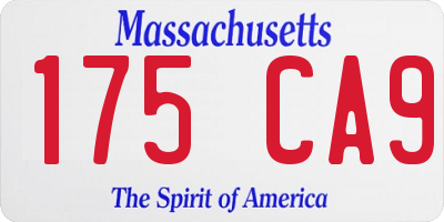 MA license plate 175CA9