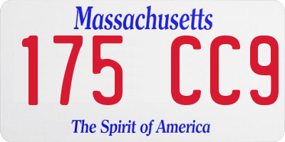 MA license plate 175CC9