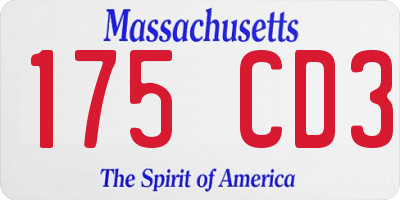 MA license plate 175CD3