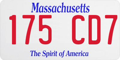 MA license plate 175CD7