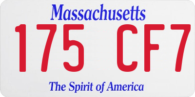 MA license plate 175CF7