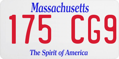 MA license plate 175CG9