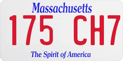 MA license plate 175CH7