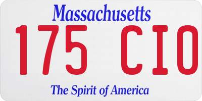 MA license plate 175CI0