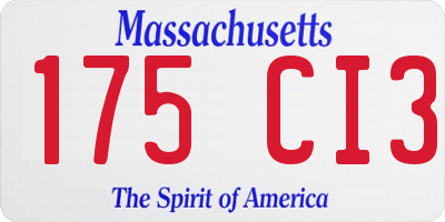 MA license plate 175CI3