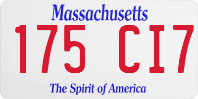 MA license plate 175CI7