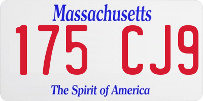 MA license plate 175CJ9