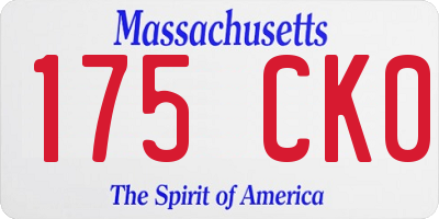 MA license plate 175CK0