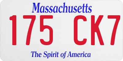 MA license plate 175CK7