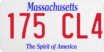 MA license plate 175CL4