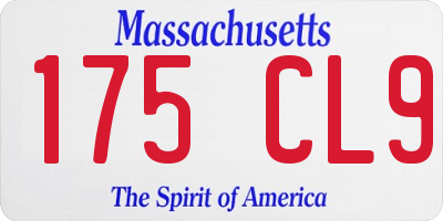 MA license plate 175CL9