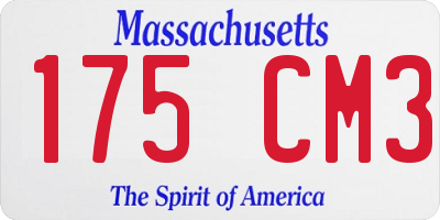 MA license plate 175CM3