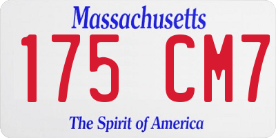 MA license plate 175CM7