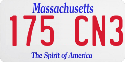 MA license plate 175CN3