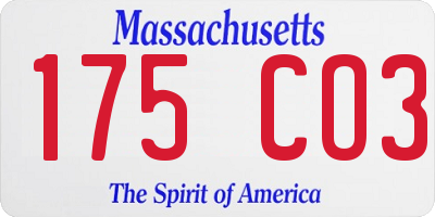 MA license plate 175CO3