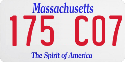 MA license plate 175CO7