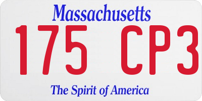 MA license plate 175CP3