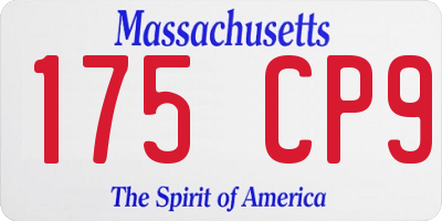 MA license plate 175CP9