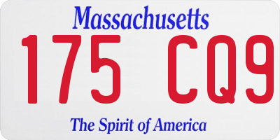 MA license plate 175CQ9