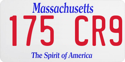 MA license plate 175CR9