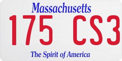 MA license plate 175CS3