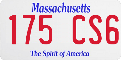 MA license plate 175CS6